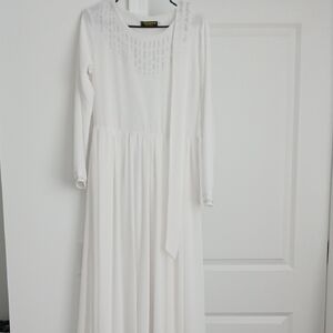 Sorel White Long-Sleeve Maxi Dress with Scarf Tie